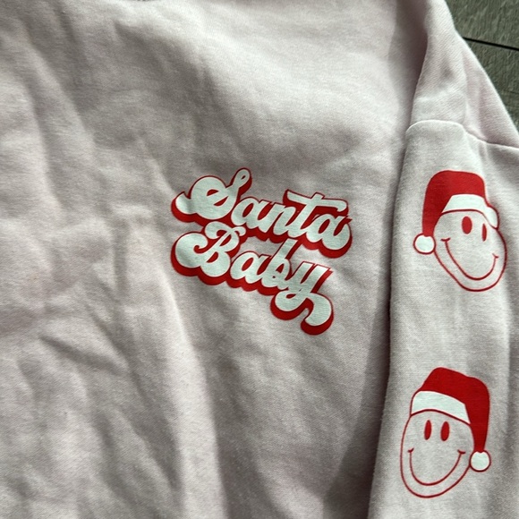 Art class target girls pink Santa baby cropped sweatshirt 7/8 - Picture 2 of 3
